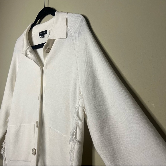 Repeat Size XS Cotton Blend Cardigan Fringe Ivory - Picture 9 of 13